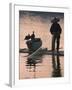 Fisherman Fishing with Cormorants on Bamboo Raft on Li River at Dusk, Yangshuo, Guangxi, China-Keren Su-Framed Photographic Print