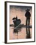 Fisherman Fishing with Cormorants on Bamboo Raft on Li River at Dusk, Yangshuo, Guangxi, China-Keren Su-Framed Photographic Print