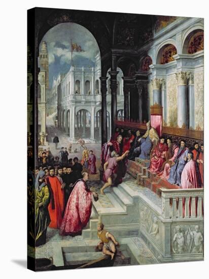 Fisherman Giving the Ring to the Doge of Venice-Paris Bordone-Stretched Canvas