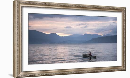 Fisherman in a Fishing Boat on Lake Toba (Danau Toba) at Sunrise, North Sumatra, Indonesia-Matthew Williams-Ellis-Framed Photographic Print