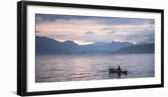 Fisherman in a Fishing Boat on Lake Toba (Danau Toba) at Sunrise, North Sumatra, Indonesia-Matthew Williams-Ellis-Framed Photographic Print