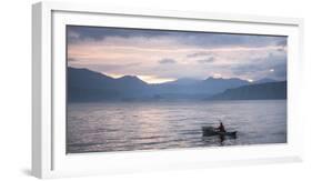 Fisherman in a Fishing Boat on Lake Toba (Danau Toba) at Sunrise, North Sumatra, Indonesia-Matthew Williams-Ellis-Framed Photographic Print