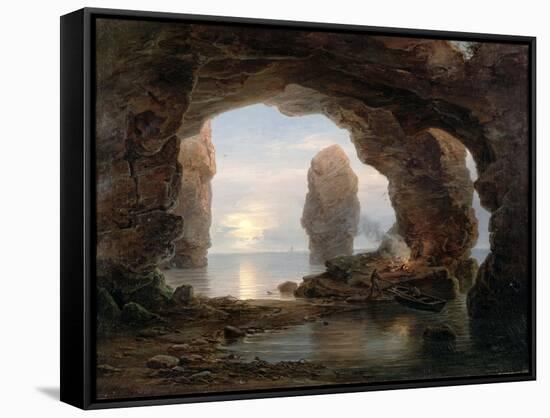 Fisherman in a Grotto, Helgoland, 1850-Christian Ernst Bernhard Morgenstern-Framed Stretched Canvas