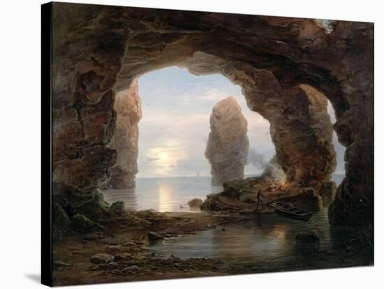 Fisherman in a Grotto, Helgoland, 1850-Christian Ernst Bernhard Morgenstern-Stretched Canvas