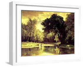 Fisherman in a Stream, 1857-George Snr. Inness-Framed Giclee Print