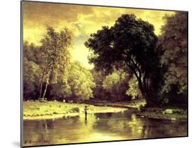 Fisherman in a Stream, 1857-George Snr. Inness-Mounted Giclee Print