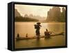 Fisherman in Bamboo Raft on the Li River, China-Keren Su-Framed Stretched Canvas