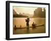 Fisherman in Bamboo Raft on the Li River, China-Keren Su-Framed Premium Photographic Print