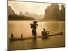 Fisherman in Bamboo Raft on the Li River, China-Keren Su-Mounted Premium Photographic Print