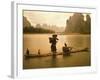 Fisherman in Bamboo Raft on the Li River, China-Keren Su-Framed Photographic Print