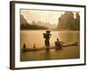 Fisherman in Bamboo Raft on the Li River, China-Keren Su-Framed Photographic Print