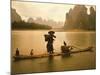 Fisherman in Bamboo Raft on the Li River, China-Keren Su-Mounted Photographic Print