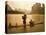 Fisherman in Bamboo Raft on the Li River, China-Keren Su-Stretched Canvas