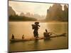 Fisherman in Bamboo Raft on the Li River, China-Keren Su-Mounted Photographic Print