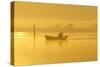 Fisherman in Boat at Dawn-null-Stretched Canvas