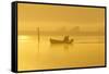 Fisherman in Boat at Dawn-null-Framed Stretched Canvas