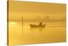 Fisherman in Boat at Dawn-null-Stretched Canvas