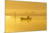 Fisherman in Boat at Dawn-null-Mounted Photographic Print