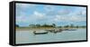 Fisherman in boats, Kaladan River, Rakhine State, Myanmar-null-Framed Stretched Canvas