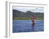 Fisherman in Dugout Canoe Casts Net in Shire River, Lake Malawi's Only Outlet, Southern End of Lake-Nigel Pavitt-Framed Photographic Print