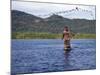 Fisherman in Dugout Canoe Casts Net in Shire River, Lake Malawi's Only Outlet, Southern End of Lake-Nigel Pavitt-Mounted Photographic Print