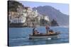 Fisherman in Fishing Boat Heads Out to Sea from Amalfi Harbour-Eleanor Scriven-Stretched Canvas