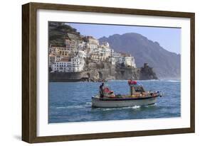 Fisherman in Fishing Boat Heads Out to Sea from Amalfi Harbour-Eleanor Scriven-Framed Photographic Print