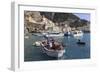 Fisherman in Fishing Boat in Amalfi Harbour-Eleanor Scriven-Framed Photographic Print