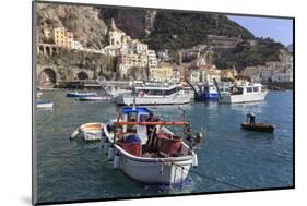 Fisherman in Fishing Boat in Amalfi Harbour-Eleanor Scriven-Mounted Photographic Print
