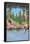 Fisherman in Mountain Lake-null-Framed Stretched Canvas