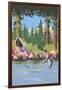 Fisherman in Mountain Lake-null-Framed Art Print