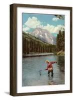 Fisherman in River-null-Framed Art Print