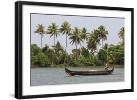 Fisherman in Traditional Boat on the Kerala Backwaters, Kerala, India, Asia-Martin Child-Framed Photographic Print