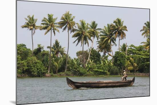 Fisherman in Traditional Boat on the Kerala Backwaters, Kerala, India, Asia-Martin Child-Mounted Photographic Print