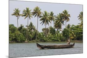 Fisherman in Traditional Boat on the Kerala Backwaters, Kerala, India, Asia-Martin Child-Mounted Photographic Print