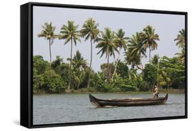 Fisherman in Traditional Boat on the Kerala Backwaters, Kerala, India, Asia-Martin Child-Framed Stretched Canvas