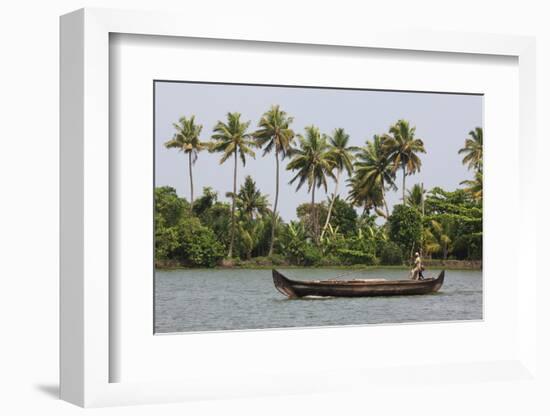 Fisherman in Traditional Boat on the Kerala Backwaters, Kerala, India, Asia-Martin Child-Framed Photographic Print