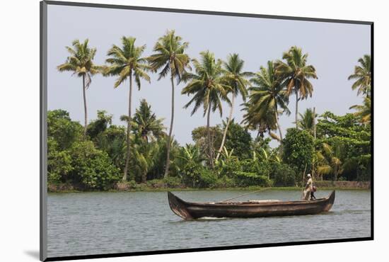 Fisherman in Traditional Boat on the Kerala Backwaters, Kerala, India, Asia-Martin Child-Mounted Photographic Print