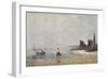 Fisherman in Villerville, Low Tide-Eugene Louis Boudin-Framed Giclee Print