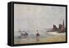 Fisherman in Villerville, Low Tide-Eugene Louis Boudin-Framed Stretched Canvas