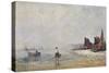 Fisherman in Villerville, Low Tide-Eugene Louis Boudin-Stretched Canvas