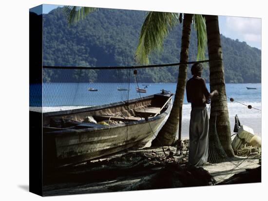 Fisherman, Maracas Bay, Northern Coast, Trinidad, West Indies, Central America-Aaron McCoy-Stretched Canvas