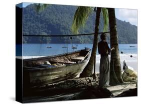 Fisherman, Maracas Bay, Northern Coast, Trinidad, West Indies, Central America-Aaron McCoy-Stretched Canvas