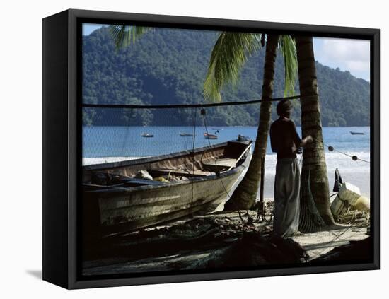 Fisherman, Maracas Bay, Northern Coast, Trinidad, West Indies, Central America-Aaron McCoy-Framed Stretched Canvas