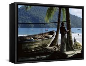 Fisherman, Maracas Bay, Northern Coast, Trinidad, West Indies, Central America-Aaron McCoy-Framed Stretched Canvas