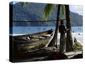 Fisherman, Maracas Bay, Northern Coast, Trinidad, West Indies, Central America-Aaron McCoy-Stretched Canvas
