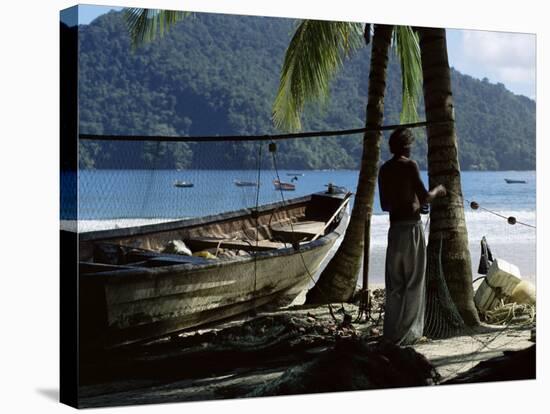 Fisherman, Maracas Bay, Northern Coast, Trinidad, West Indies, Central America-Aaron McCoy-Stretched Canvas