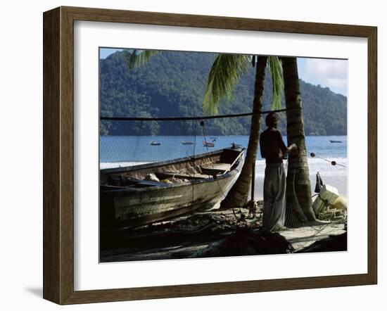 Fisherman, Maracas Bay, Northern Coast, Trinidad, West Indies, Central America-Aaron McCoy-Framed Photographic Print