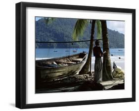 Fisherman, Maracas Bay, Northern Coast, Trinidad, West Indies, Central America-Aaron McCoy-Framed Photographic Print