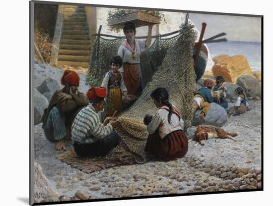 Fisherman Mending Nets, Capri-Theodor Leopold Weller-Mounted Giclee Print